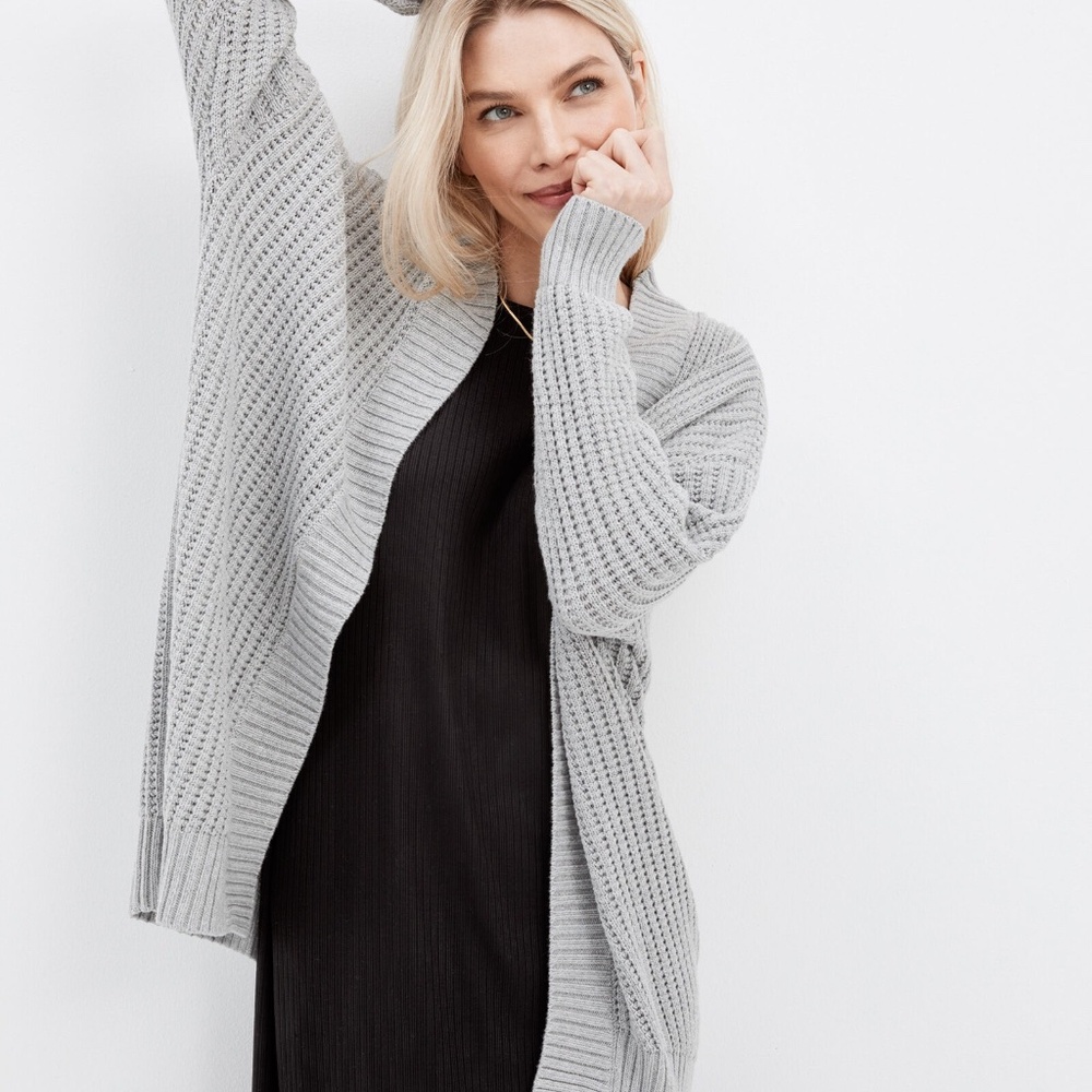 Haven Well Within Organic Cotton Cocoon Cardigan size XS in Light Grey NWT